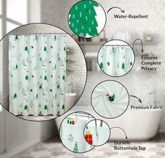 ROYALE LINENS Christmas Printed Shower Curtain 72 X 72 Inches - with Reinforced Button Holes - Christmas Design - Machine Washable & Water Resistant Shower Curtains (72" X 72" Holiday Critter)