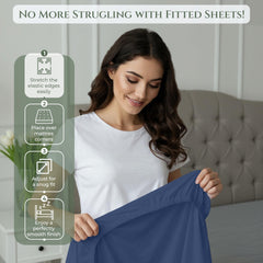 144TC cotton fitted sheet Navy