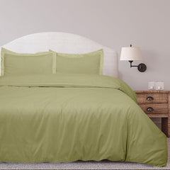 ROYALE LINENS Sage Green Duvet Cover Queen Size - Queen Duvet Cover Set - 3 Piece Double Brushed Queen Duvet Covers with Zipper Closure, 1 Duvet Cover 90x90 inches & 2 Pillow Shams (Queen, SageGreen)