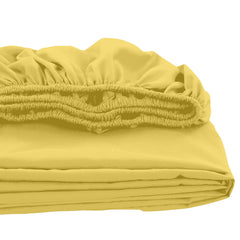 Royale Linens Fitted Sheet Queen - Brushed Hotel Quality 1800 Soft Wrinkle & Fade Resistant - Bottom Sheet - Deep Pocket Stretches Up to 16" - Fitted Sheet Only - Elastic Sheet (Queen,Yellow)