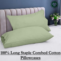 ROYALE LINENS 300 thread Count 100% Long Staple Combed Cotton Pillowcases Set Of 2 - Ultra Soft - Queen Bed Pillow Cover - 20"x30" - Breathable, Cool & Crisp Percale White Pillow Cases