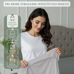 144TC cotton fitted sheet Silver