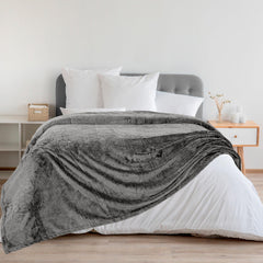 ROYALE LINENS Fleece Blanket Throw Size - Fleece Bed Blanket - All Season Warm Lightweight Super Soft Anti Static Throw Blanket - Grey Blanket - Hotel Quality- Blanket for Couch (50x60 Inches, Grey)