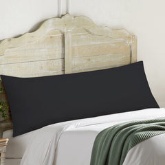 Royale Linens Body Pillow Cover - Double Brushed 1800 Microfiber - 20"x54" with Hidden Zipper Closure - Wrinkle & Fade Resistant - Super Soft Body Pillowcase 2 Pack (Black, Pack of 2)