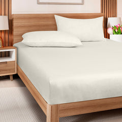 Royale Linens 100% Organic Cotton Percale Weave Super Soft Deep Pocket Bottom Sheets Elastic Sheet Fitted Sheets Only