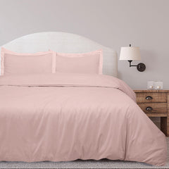 ROYALE LINENS Pink Duvet Cover Queen Size - Queen Duvet Cover Set - 3 Piece Double Brushed Queen Duvet Covers with Zipper Closure, 1 Queen Duvet Cover 90x90 inches and 2 Pillow Shams (Queen, Pink)