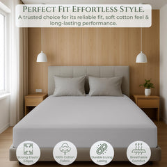 144TC cotton fitted sheet Silver