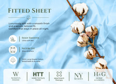 144TC cotton fitted sheet Lake Blue