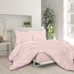 ROYALE Pink Duvet Cover Queen Size - Washed Duvet Cover Set, 3 Piece Double Brushed Duvet Covers with Button Closure - 1 Duvet Cover 90x90 inches and 2 Pillow Shams - Comforter Cover