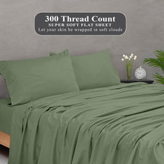 Royale Linens 300 Thread Count 100% Long Staple Combed Cotton Flat Sheet - Super Soft - Top Sheet - Full Flat Sheet Sold Separately - Breathable, Cool & Crisp Percale Flat Sheet Only (Full, Aqua)