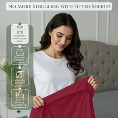 144TC cotton fitted sheet Red