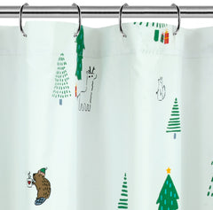 ROYALE LINENS Christmas Printed Shower Curtain 72 X 72 Inches - with Reinforced Button Holes - Christmas Design - Machine Washable & Water Resistant Shower Curtains (72" X 72" Holiday Critter)