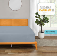 Royale Linens 100% Organic Cotton Percale Weave Super Soft Deep Pocket Bottom Sheets Elastic Sheet Fitted Sheets Only