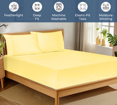 200TC cotton fitted sheet yellow