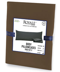 Royale Linens Body Pillow Cover - Double Brushed 1800 Microfiber - 20"x54" with Hidden Zipper Closure - Wrinkle & Fade Resistant - Super Soft Body Pillowcase 2 Pack (Chocolate, Pack of 2)