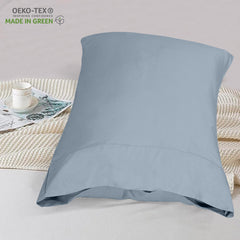 ROYALE LINENS 300 Thread Count 100% Long Staple Combed Cotton Pillowcases Set of 2 - Ultra Soft - Queen Bed Pillow Cover - 20"x30" - Breathable, Cool & Crisp Percale Pillow Cases (Queen, Lake Blue)