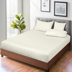 Royale Linens 100% Organic Cotton Percale Weave Super Soft Deep Pocket Bottom Sheets Elastic Sheet Fitted Sheets Only