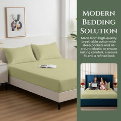 144TC cotton fitted sheet Sage Green