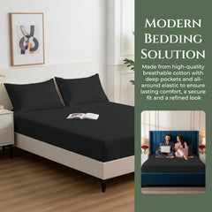 144TC cotton fitted sheet Black