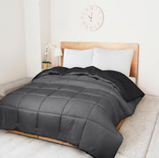 ROYALE Comforter - All Season Down Alternative Bedding Comforter - Lightweight Quilted Comforter with Corner Tabs - Soft Luxury Hotel Comforter - Box Stitched Duvet Insert (Black & Grey)