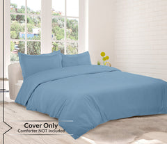 Royale Linens Lake Blue Duvet Cover Queen Size - Queen Duvet Cover Set - 3 Piece Double Brushed Queen Duvet Covers with Zipper Closure, 1 Duvet Cover 90x90 inches and 2 Pillow Shams (Queen, Lake Blue)