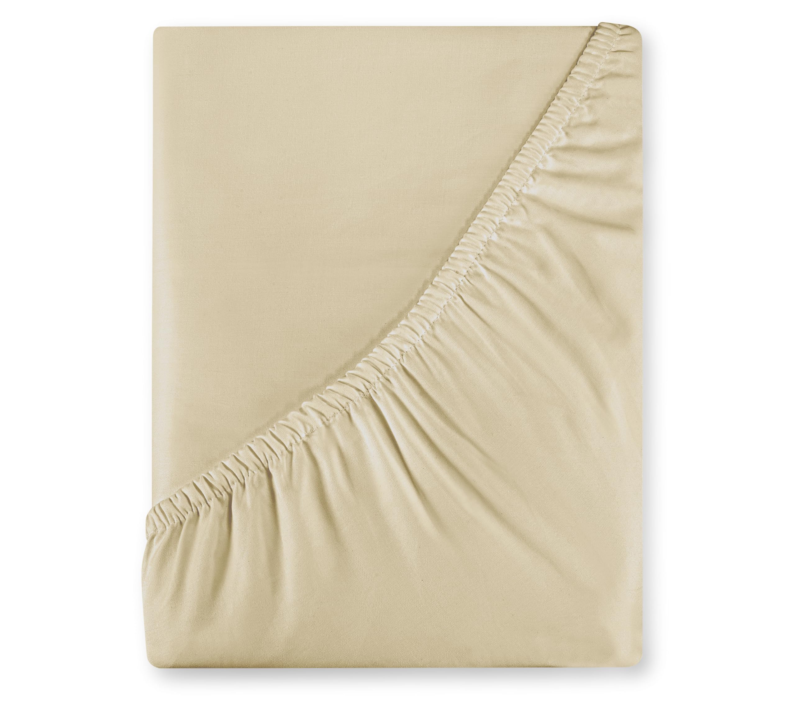 ROYALE LINENS 400 Thread Count 100% American Grown Cotton Fitted Sheet Queen Size - All Around Elastic Fitted Sheet - Luxury Sateen Weave - Snug Fit Bottom Sheet Fit Up to 16" (Queen, Moroccan Sand)