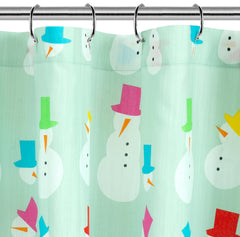 ROYALE LINENS Christmas Printed Shower Curtain 72 X 72 Inches - with Reinforced Button Holes - Christmas Design - Machine Washable & Water Resistant Shower Curtains (72" X 72" Snowmen Green)