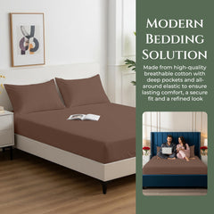 144TC cotton fitted sheet Chocolate