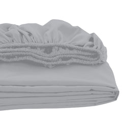 Royale Linens Fitted Sheet Queen - Brushed Hotel Quality 1800 Ultra-Soft Wrinkle & Fade Resistant - Bottom Sheet - Deep Pocket Stretches Up to 16" - Fitted Sheet Only - Elastic Sheet (Queen, Silver)