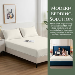 144TC cotton fitted sheet Ivory