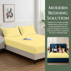 144TC cotton fitted sheet Yellow