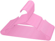 ROYALE Pink Plastic Hangers for Clothes - Heavy Duty Plastic Clothes Hanger Ideal for Everyday Standard Use - Lightweight & Space Saving Notched Plastic Hangers - Slim & Sleek Shoulder Groove