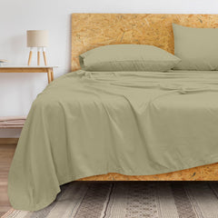 Royale Linen 300 Thread Count 100% Long Staple Combed Cotton Flat Sheet - Super Soft - Top Sheet - Queen Flat Sheet Sold Separately - Breathable, Cool & Crisp Percale Flat Sheet Only (Queen,SageGreen)