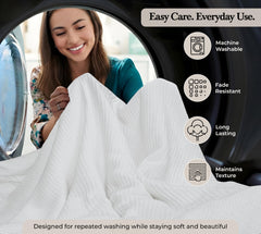 Royale Linens Cotton Waffle Blanket - Breathable And Soft, Lightweight And Cozy Waffle Weave Bed Blanket For All Season