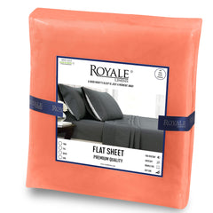 Royale Linens Queen Size Flat Sheet Only - Brushed 1800 Microfiber - Ultra Soft & Breathable - Wrinkle & Stain Resistant - Hotel Quality Flat Sheet Sold Separately - Top Sheet For Bed - (Queen, Coral)