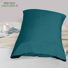 ROYALE LINENS 300 Thread Count 100% Long Staple Combed Cotton Pillowcases Set of 2 - Ultra Soft - Queen Bed Pillow Cover - 20"x30" - Breathable, Cool & Crisp Percale Teal Pillow Cases (Queen, Teal)