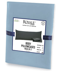 Royale Linens Body Pillow Cover - Double Brushed 1800 Microfiber - 20"x54" with Hidden Zipper Closure - Wrinkle & Fade Resistant - Super Soft Body Pillowcase (Lake Blue, Pack of 2)