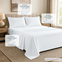 ROYALE LINENS - 4 Piece Bed Sheet - Soft Brushed Microfiber 1800 Bedding Set - 1 Fitted Sheet, 1 Flat Sheet, 2 Pillow case - Wrinkle & Fade Resistant Luxury Sheet Set (White)