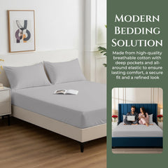 144TC cotton fitted sheet Silver