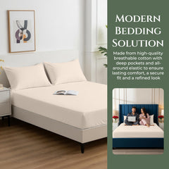 144TC cotton fitted sheet Sand