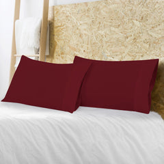 Royale Linens Queen Pillowcase Set of 2 - Bed Pillow Cover - 20" x 30" - Red Pillowcases - 1800 Brushed Microfiber, Wrinkle & Fade Resistant - Soft & Cozy- Queen Size Pillow Case (Queen, Burgundy)