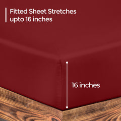 ROYALE LINENS 300 Thread Count 100% Long Staple Combed Cotton Fitted Sheet - Super Soft Deep Pocket Bottom Sheet - Red Fitted Sheet Queen Size - Queen Fitted Sheet Only - Elastic Sheet (Queen,Red)