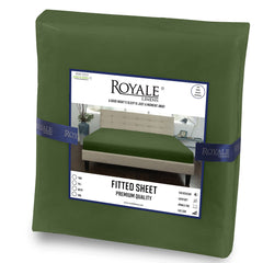 Royale Linens Fitted Sheet Queen - Brushed Hotel Quality 1800 Soft Wrinkle & Fade Resistant - Bottom Sheet - Deep Pocket Stretches Up to 16" - Fitted Sheet Only - Elastic Sheet (Queen, Hunter Green)