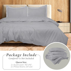 ROYALE LINENS White Duvet Cover - Duvet Cover Set - 3 Piece Double Brushed Duvet Covers with Zipper Closure, 1 Duvet Cover and 2 Pillow Shams