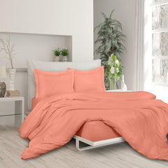 ROYALE Coral Duvet Cover Queen Size - Washed Duvet Cover Set, 3 Piece Double Brushed Duvet Covers with Button Closure - 1 Duvet Cover 90x90 inches and 2 Pillow Shams - Comforter Cover