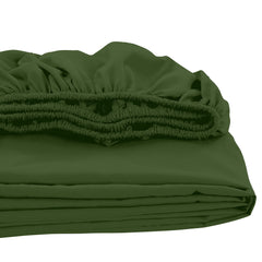 Royale Linens Fitted Sheet Queen - Brushed Hotel Quality 1800 Soft Wrinkle & Fade Resistant - Bottom Sheet - Deep Pocket Stretches Up to 16" - Fitted Sheet Only - Elastic Sheet (Queen, Hunter Green)