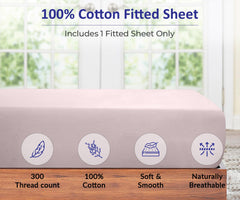 Royale Linens 100% Organic Cotton Percale Weave Super Soft Deep Pocket Bottom Sheets Elastic Sheet Fitted Sheets Only