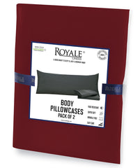 Royale Linens Body Pillow Cover - Double Brushed 1800 Microfiber - 20"x54" with Hidden Zipper Closure - Wrinkle & Fade Resistant - Super Soft Body Pillowcase 2 Pack (Burgundy, Pack of 2)