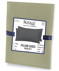 Royale Linens Queen Pillowcase Set of 2 - Bed Pillow Cover - 20" x 30" - Sage Green Pillowcases - 1800 Brushed Microfiber, Wrinkle & Fade Resistant - Soft & Cozy- Queen Size Pillow Case (Queen, Sage)