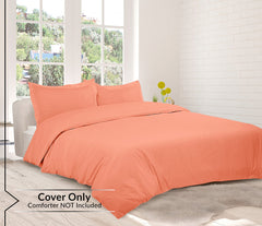 ROYALE LINENS Coral Duvet Cover Queen Size - Queen Duvet Cover Set - 3 Piece Double Brushed Queen Duvet Covers with Zipper Closure, 1 Queen Duvet Cover 90x90 inches and 2 Pillow Shams (Queen, Coral)